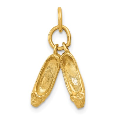 10K Yellow Gold Ballet Slippers Charm Pendant for Women 1.25gm L-20mm W-7mm