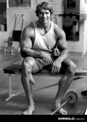 Arnold Schwarzenegger Photo Poster - Randwick Gym Seated