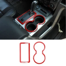 for Ford F150 2009-2014 Gear Shift Panel Trim + Cup Holder Cover Ring Console
