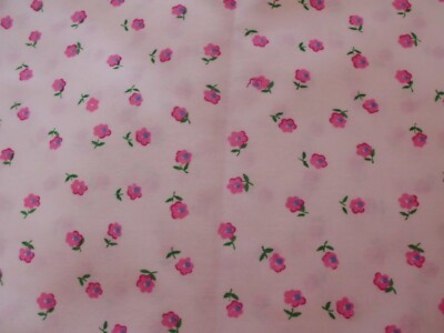 Coupon De Tissu Coton Imprimé Petites Fleurs Roses - Dimensions 52 X 72 Cm - Neuf - Fabriqué En France - Idéal Couture Créative