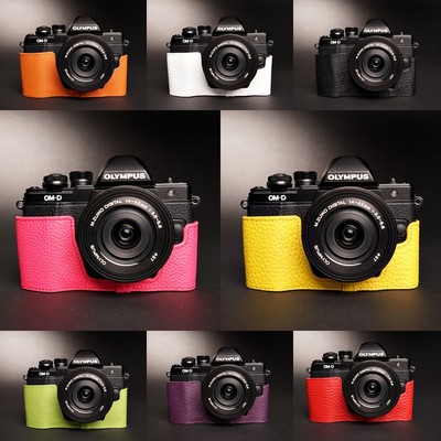 Genuine Real Leather half Camera Case Bag Cover for Olympus OM-D EM10 II 8 color