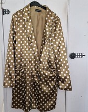 Womens Spotted green satin cross over blazer dress- size 12 PLT