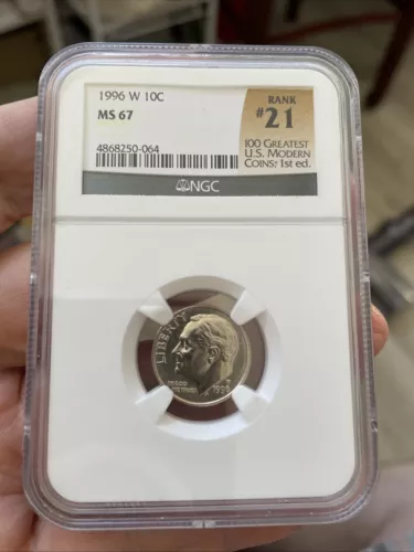 1996 W ROOSEVELT DIME NGC MS67 #21 OF 100 GREATEST US MODERN COINs