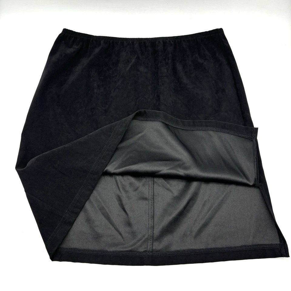 Saia linha A cintura elástica malha poliéster preto estúdio anos 80 vintage L 30x20" - Imagem 2 de 4