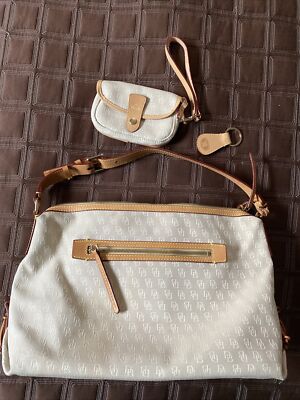 Dooney & Bourke DB signature set: canvas Satchel, small wristlet and keychain
