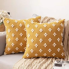 MIULEE Set of 2 Decorative Throw Pillow Covers Rhombic Jacquard Pillowcase Soft 