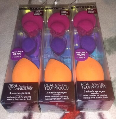 Lot of 3 Limited Edition Real Techniques 3 miracle Sponges 