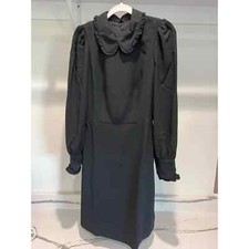 NWT J. Crew Black Long Sleeve A-Line Dress With Ruffle Collar Size 4T Tall