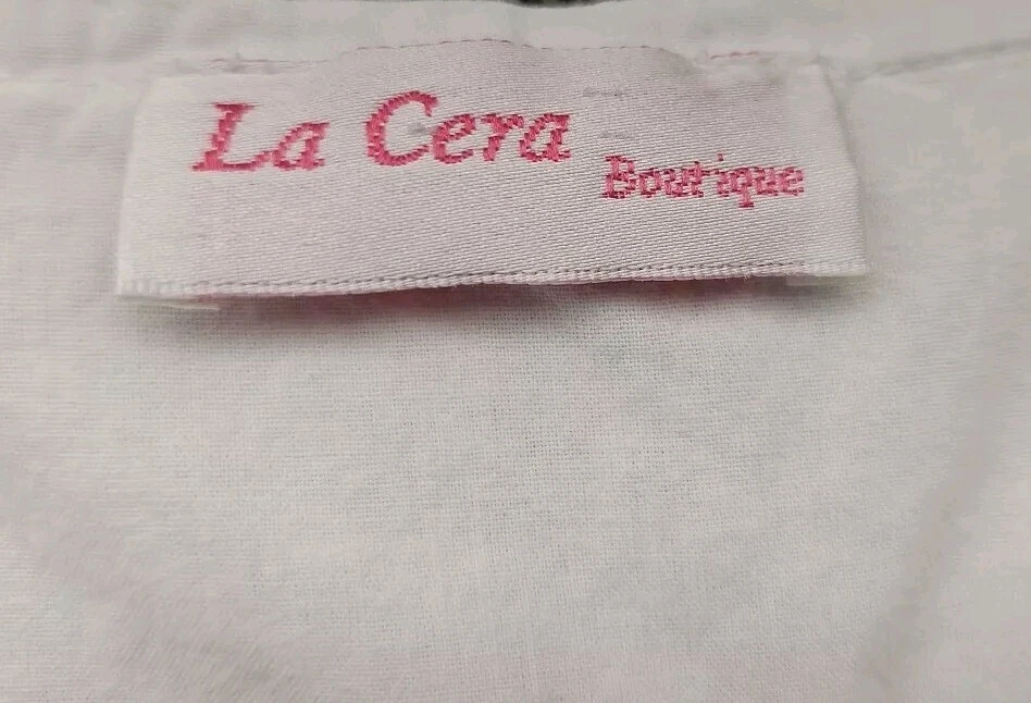 Blusa boutique para mujer La Cera pequeña blanca crochet manga corta pulóver algodón Foto 2 de 4