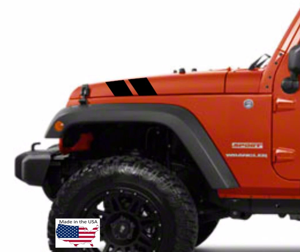 Calcomanías de vinilo 4" doble capó guardabarros barra hash rayas de carreras (se adapta a Jeep Wrangler) Foto 3 de 4