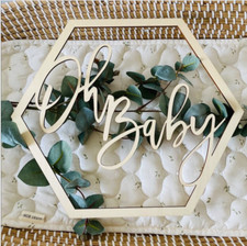Oh Baby Wooden Sign Baby Shower Decoration, Rustic Gender Neutral Party Backdrop