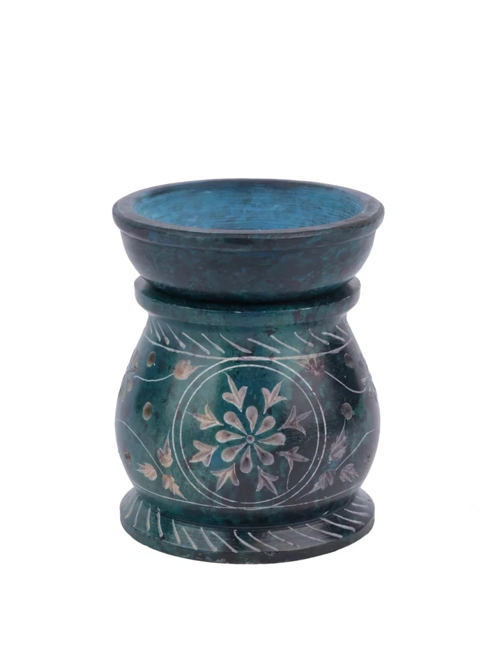 Soapstone carved Oil Burner Aroma Diffuser - 4 inches ( set of 2 ) - Image 2 of 4
