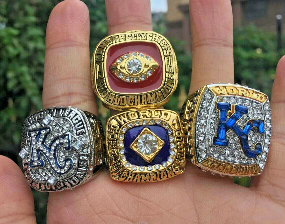 4 Pcs Collectors Rings Kansas City Royals World Series Championship Rings  set