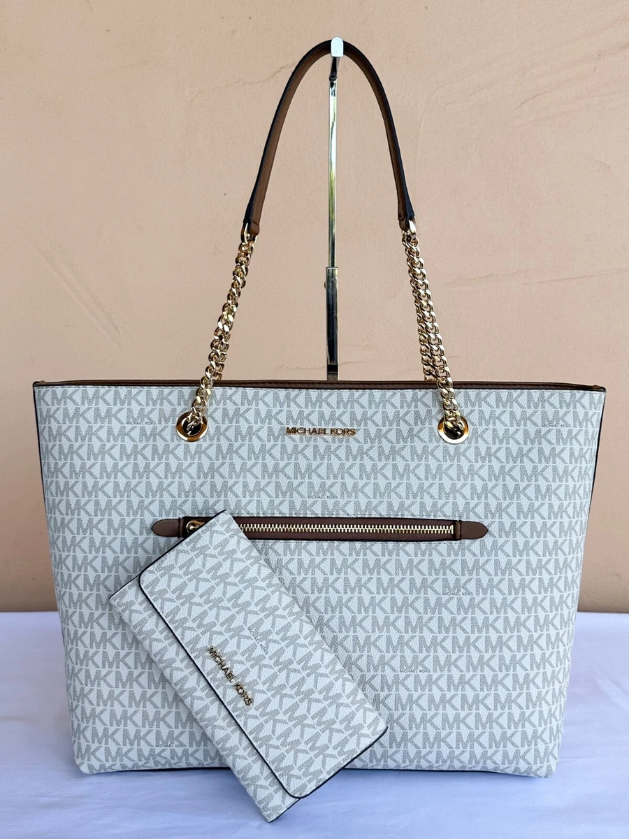 MICHAEL KORS JET SET LG FRONT POCKET CHAIN TOTE BAG TRIFOLD