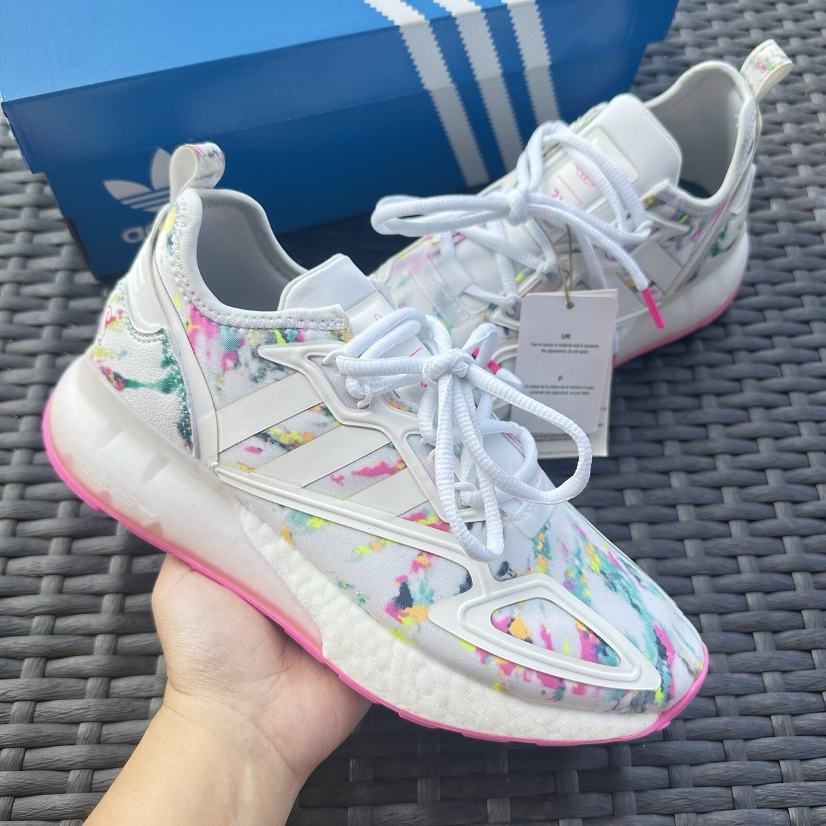 Adidas ZX 2K Boost Watercolor Kid's Athletic Shoes GX5405 Size 6