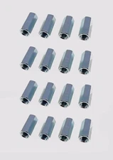 16 Pack 1/4-28 X 7/8" Long Fine Thread Hex Coupling Nut with Zinc Plate