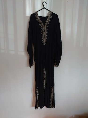 Kaftan Jilaba Jilbab Moroccan Islamic Dress Cotton White Embroidery Womens Eid - Picture 10 of 18