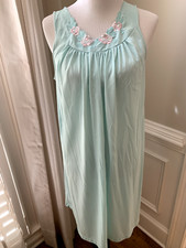 Shadowline nightgown chemise medium nylon thin cool blue