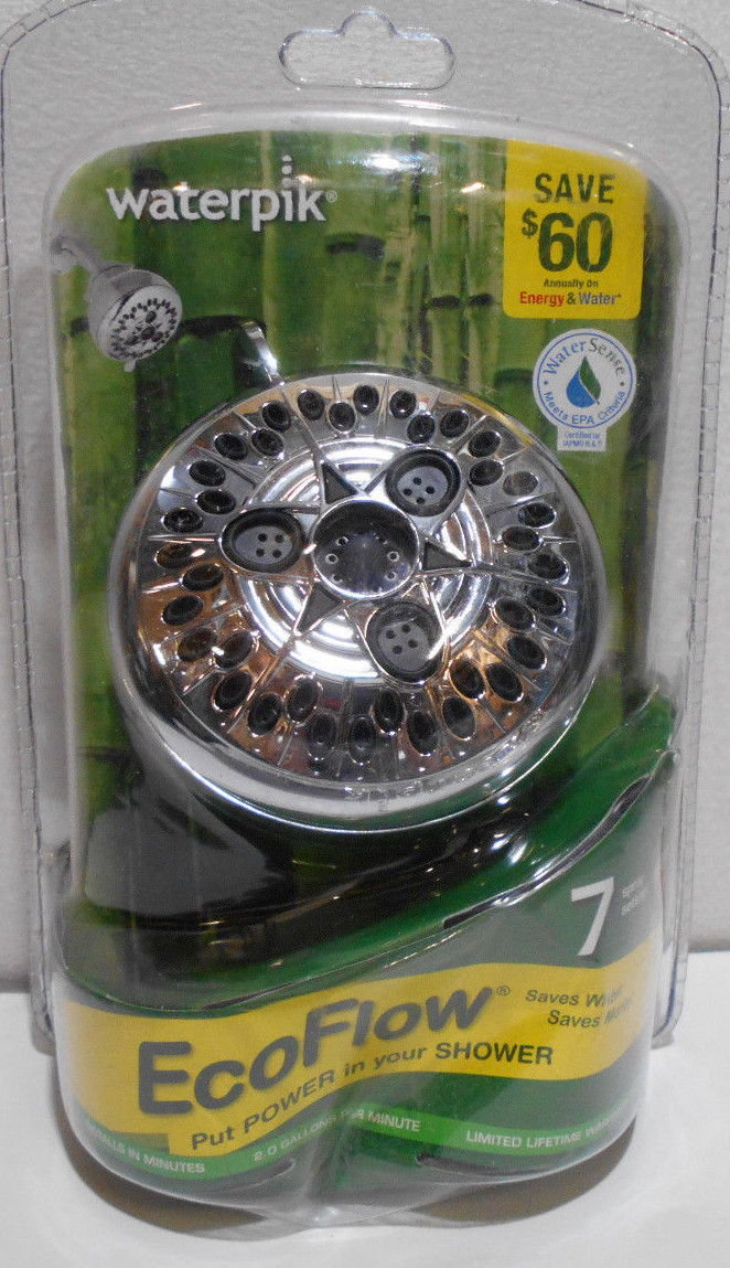 Waterpik NBE‑723T EcoFlow 7 Spray Fixed Mount Shower Head