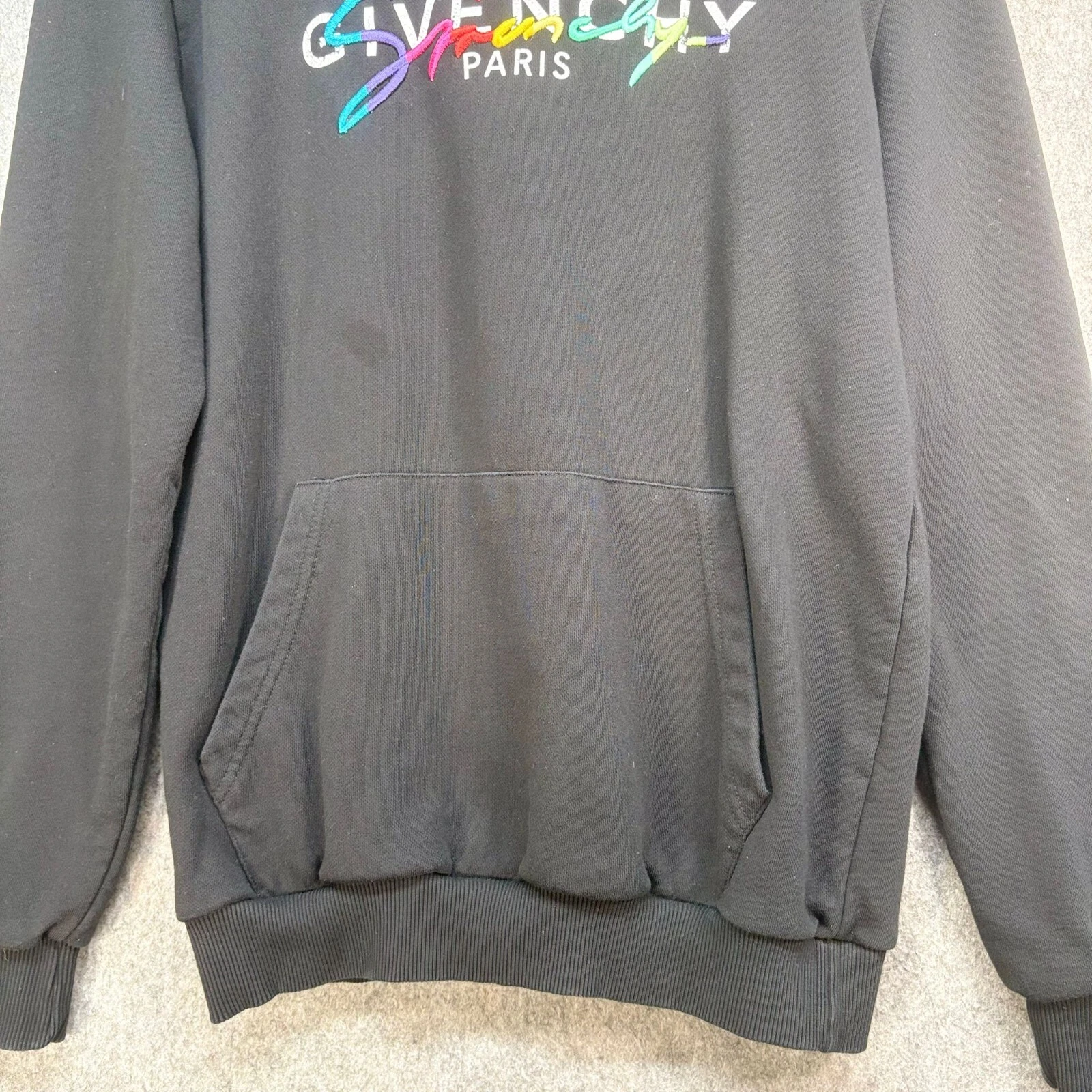 Givenchy Felpa con Cappuccio Uomo M Nero Arcobaleno Cotone Firmato Logo Pullover Scritto
