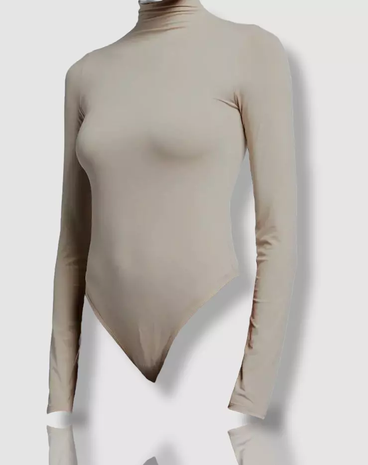 $145 Vince Women's White Solid Long Sleeve Mock Neck Bodysuit Size