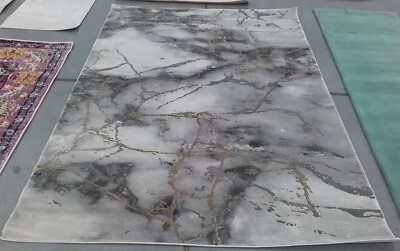 GREY / GOLD 5'-3'' x 7'-6'' Broken Thread Rug, Reduced Price 1172767211 CFT877F-5