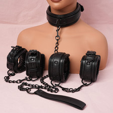 Bondage Set Hand Neck Collar Cuff Chain for Couple Cosplay Harness Kit Restraint