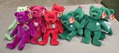 TY Beanie Baby Bears Erin (4), Osito (2), Valentina (2), Millennium & Kicks.