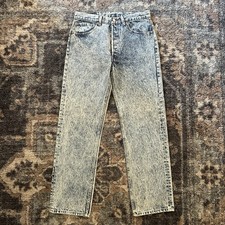 Vintage 80s Levis 501 Jeans Mens Blue Acid Wash USA Button Fly Grunge Fits 33x29