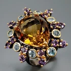 17 ct jewelry Natural Citrine Quartz Ring 925 Sterling Silver Size 8 /R445878