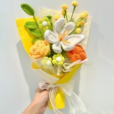 Crochet Flower Bouquet Handmade Thank You Birthday Gift for Her