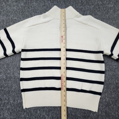 Maglione donna Elie Tahari grande bianco navy a righe 1/4 zip pullover costiero - Foto 13 di 15