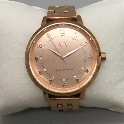 Armani Exchange AX5362 Womens Watch 38mm Rose Gold Tone Bracelet New Battery 6''