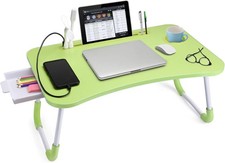 Slendor Lap Desk with Tablet Slot, Foldable Laptop Table with Storage Drawer for