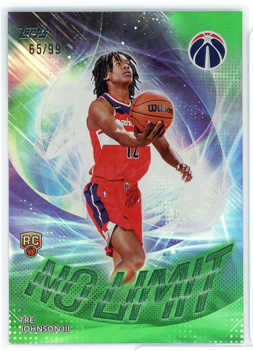 2025-26 Topps Flagship TRE JOHNSON III Green No Limit RC #d/99 Wizards