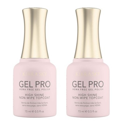 Kiara Sky Gel Pro HEMA - Free High - Shine Non-Wipe Top Coat 0.5 oz (Pack of 2)
