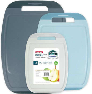 Microban Antimicrobial Plastic Cutting Board 3 Sets, BPA Free, Non-Slip EZ Grip