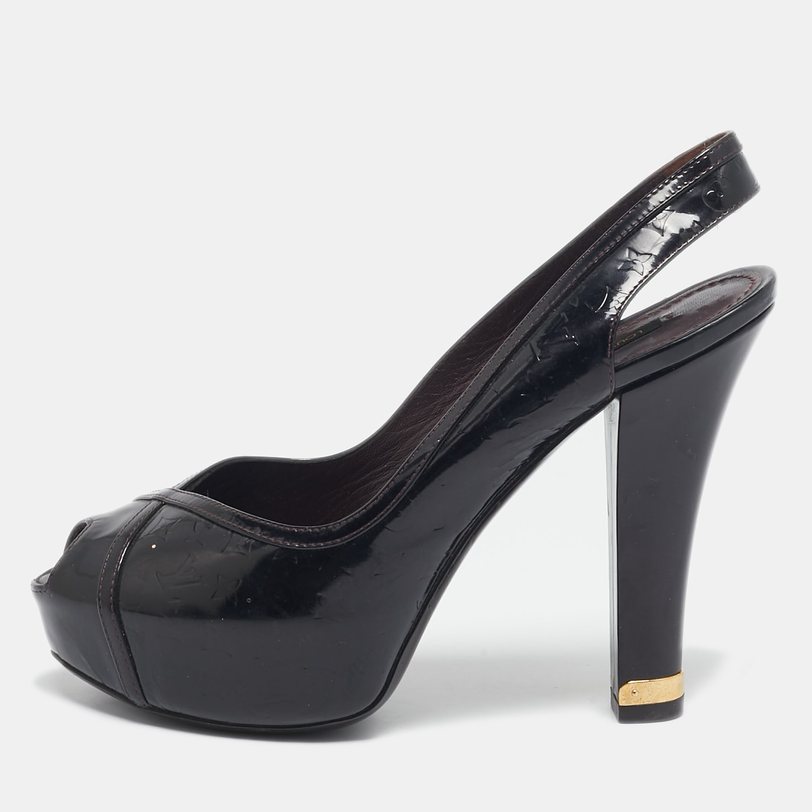 Louis Vuitton Amarante Monogram Vernis Tamara Slingback Pumps Size 37 EU