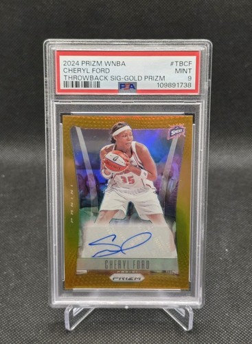 2024 Panini Prizm WNBA Cheryl Ford Throwback Gold Prizm Auto /10 PSA 9 Mint