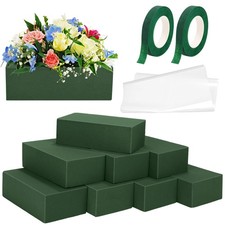 8 Pieces Floral Foam Blocks Set Square Green Floral Foam with Floral Tape  C...