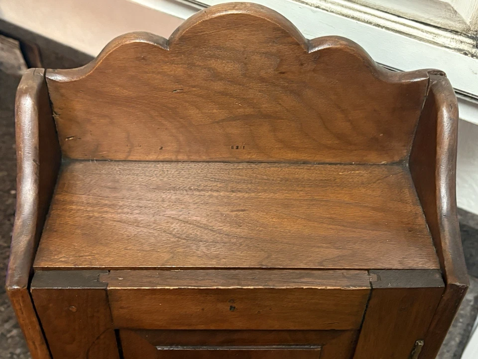 Antique 19th c Walnut Oak Spice Cabinet Cupboard Free Standing Wall Mount Pegged - Image 3 of 4