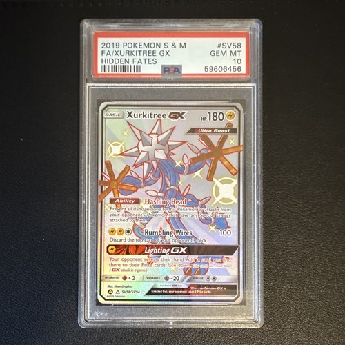 Pokemon 2019 Hidden Fates Shiny Vault Xurkitree GX SV58 PSA 10 Full Art