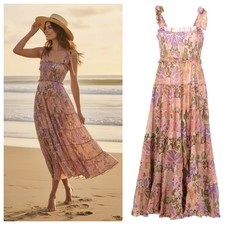 Zimmermann Violet Tiered Floral Midi Sun Dress Smocked Size 1 US M