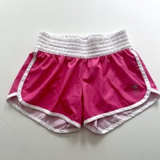 TYR Shorts Women's S Pink Warm Up Running Lined White Trim Gym Logo Athletic
