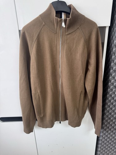 Hugo Boss Perrone Knitted Full Zip Men’s Sweater Brown Cardigan Size Medium NEW - Picture 8 of 13