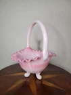 Fenton Rosaline Pink Glass Basket