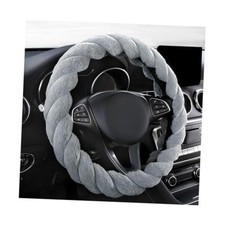 Fluffy Car Steering Wheel Cover, 15 Inches Anti-Slip Fuzzy Winter Round Gray
