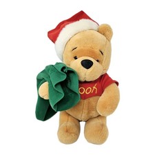 Winnie The Pooh Christmas Plush Red Sweater Santa Hat Gift Bag Stuffed Animal