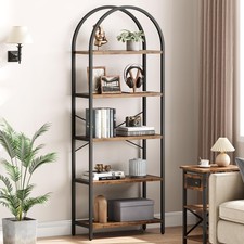 Arched Bookshelf , 5 Tier Tall Bookcase Open Display Rack Modern Storage Shelf