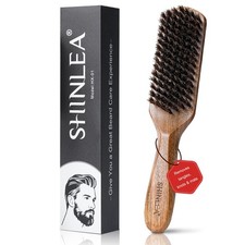 Boar Bristle Hair Brush for Men, Beard Brush with Wooden Handle for Beards Mu...